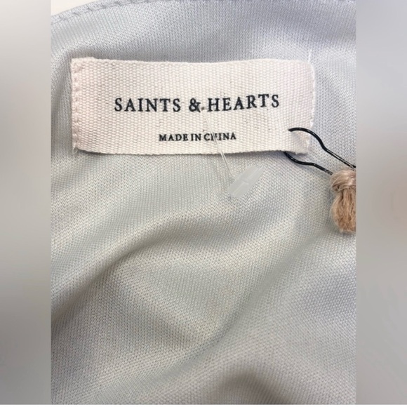 Saints & Hearts Western Boho Floral Mini Dress Ruffle Tiered Lace Trim Size S - Picture 8 of 10